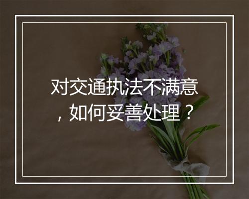 对交通执法不满意,如何妥善处理?