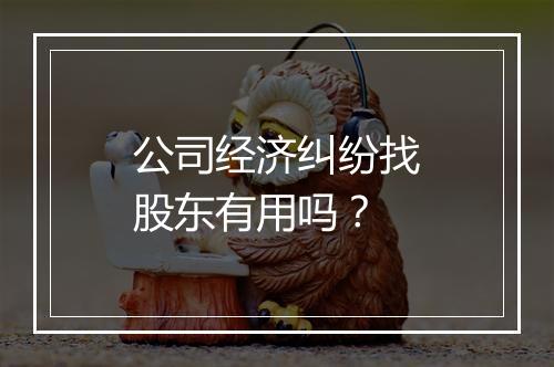公司经济纠纷找股东有用吗?