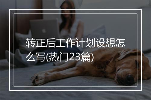 转正后工作计划设想怎么写(热门23篇)