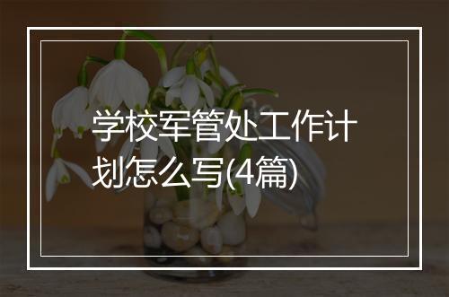 学校军管处工作计划怎么写(4篇)