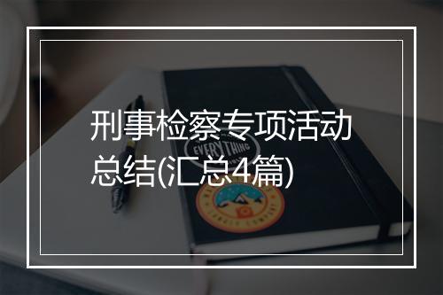 刑事检察专项活动总结(汇总4篇)
