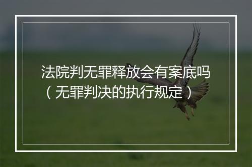 法院判无罪释放会有案底吗(无罪判决的执行规定)