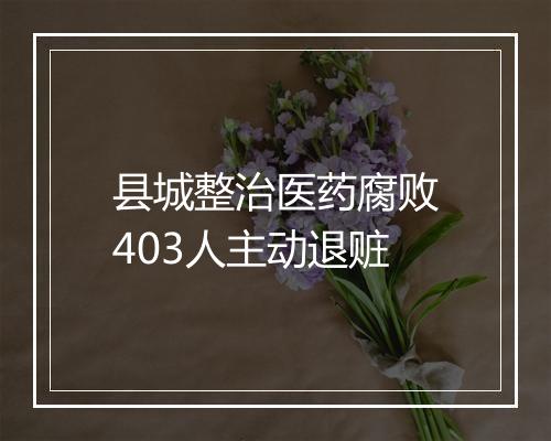 县城整治医药腐败403人主动退赃