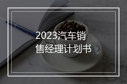 2023汽车销售经理计划书