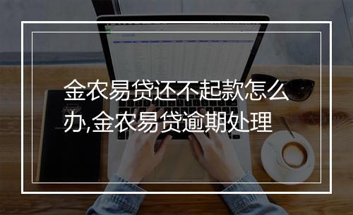 金农易贷还不起款怎么办,金农易贷逾期处理