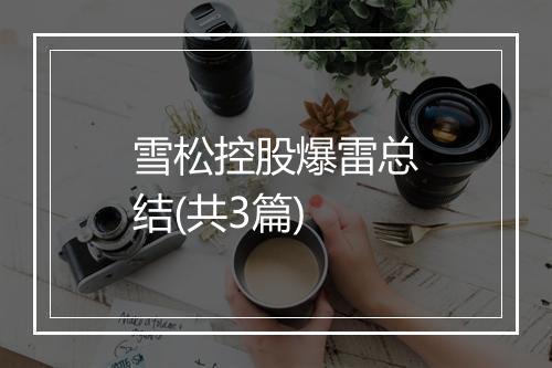 雪松控股爆雷总结(共3篇)