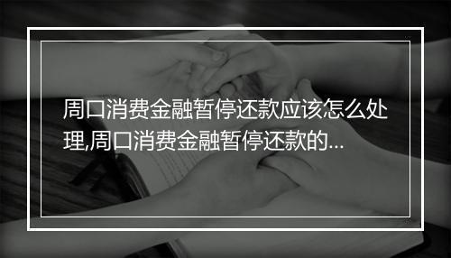 周口消费金融暂停还款应该怎么处理,周口消费金融暂停还款的解决