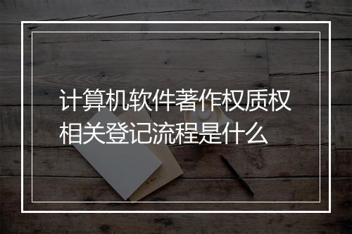 计算机软件著作权质权相关登记流程是什么