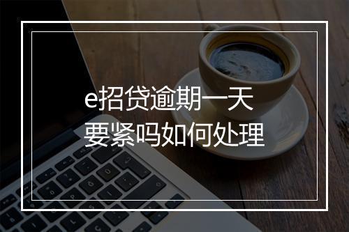 e招贷逾期一天要紧吗如何处理
