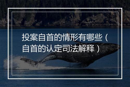 投案自首的情形有哪些(自首的认定司法解释)