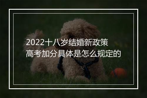 2022十八岁结婚新政策高考加分具体是怎么规定的