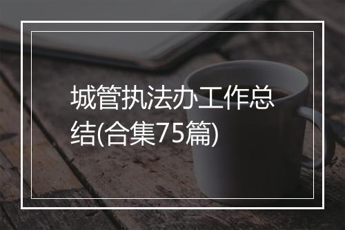 城管执法办工作总结(合集75篇)