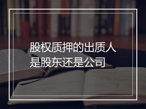 股权质押的出质人是股东还是公司