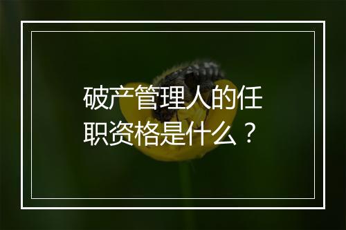 破产管理人的任职资格是什么?