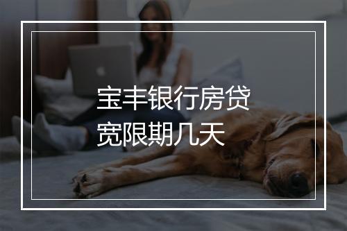 宝丰银行房贷宽限期几天