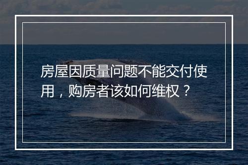 房屋因质量问题不能交付使用,购房者该如何维权?