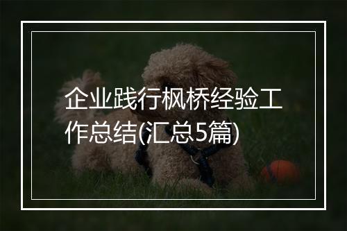 企业践行枫桥经验工作总结(汇总5篇)