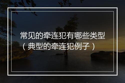 常见的牵连犯有哪些类型(典型的牵连犯例子)