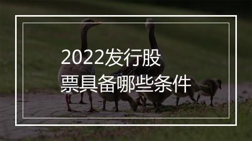 2022发行股票具备哪些条件