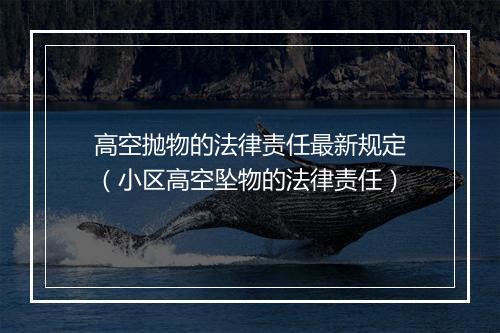 高空抛物的法律责任最新规定(小区高空坠物的法律责任)