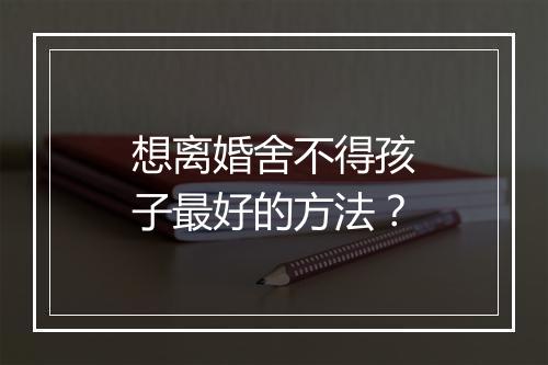 想离婚舍不得孩子最好的方法?