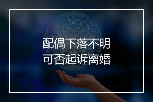 配偶下落不明可否起诉离婚
