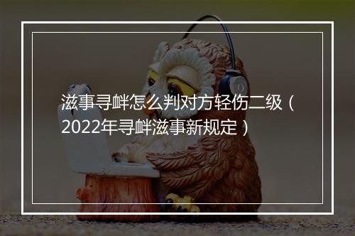 滋事寻衅怎么判对方轻伤二级(2022年寻衅滋事新规定)