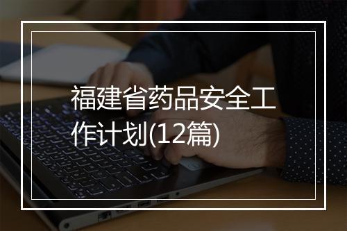 福建省药品安全工作计划(12篇)