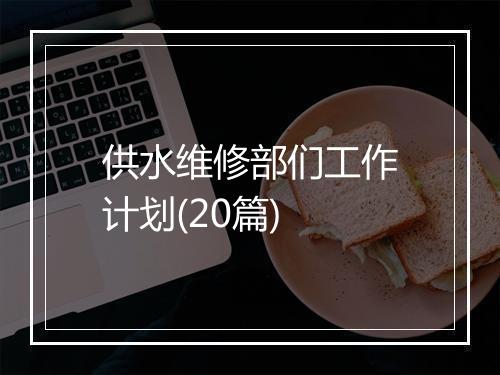 供水维修部们工作计划(20篇)