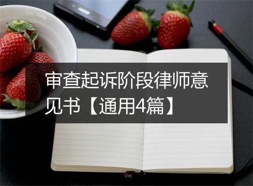 审查起诉阶段律师意见书【通用4篇】