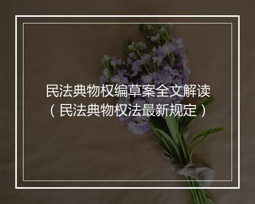 民法典物权编草案全文解读(民法典物权法最新规定)