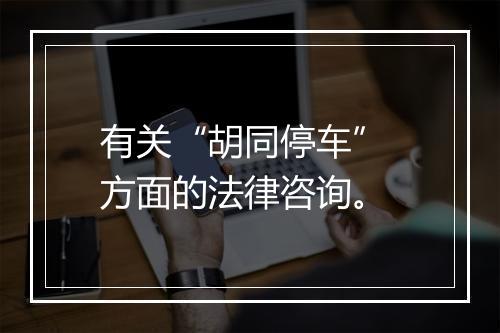 有关“胡同停车” 方面的法律咨询。