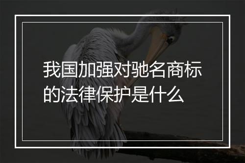 我国加强对驰名商标的法律保护是什么