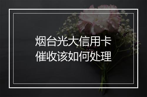 烟台光大信用卡催收该如何处理