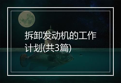 拆卸发动机的工作计划(共3篇)