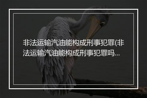 非法运输汽油能构成刑事犯罪(非法运输汽油能构成刑事犯罪吗)