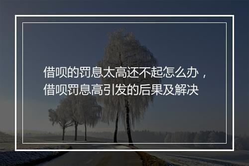 借呗的罚息太高还不起怎么办,借呗罚息高引发的后果及解决