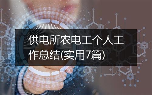 供电所农电工个人工作总结(实用7篇)