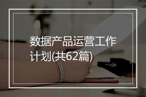 数据产品运营工作计划(共62篇)
