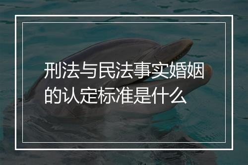 刑法与民法事实婚姻的认定标准是什么