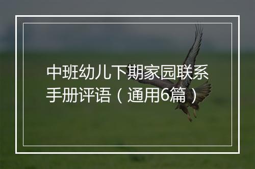 中班幼儿下期家园联系手册评语(通用6篇)