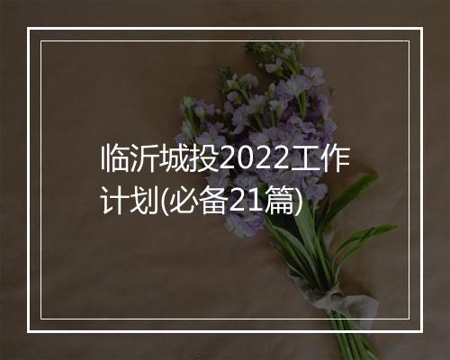 临沂城投2022工作计划(必备21篇)