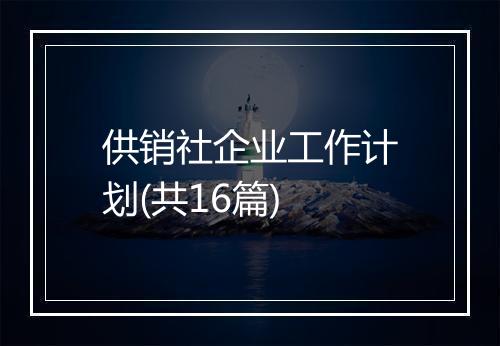供销社企业工作计划(共16篇)