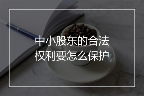 中小股东的合法权利要怎么保护