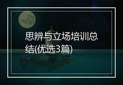 思辨与立场培训总结(优选3篇)