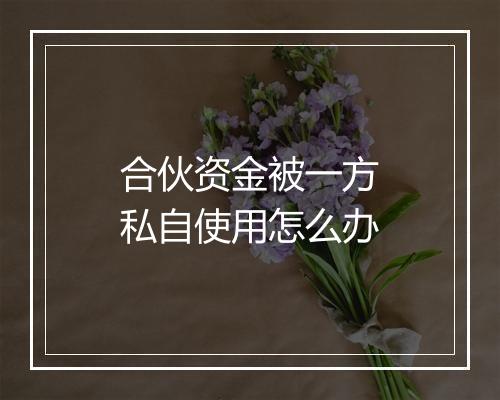 合伙资金被一方私自使用怎么办