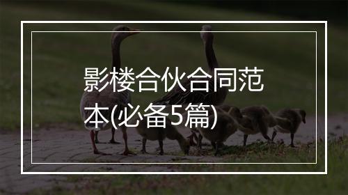 影楼合伙合同范本(必备5篇)