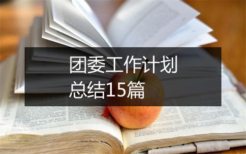 团委工作计划总结15篇