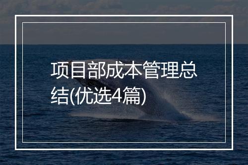 项目部成本管理总结(优选4篇)