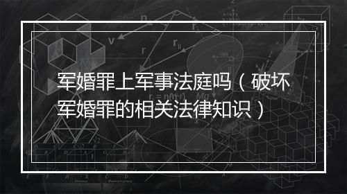 军婚罪上军事法庭吗(破坏军婚罪的相关法律知识)